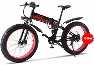 GUNAI Electric Bike,26 Inches Folding Fat Tire Snow Bike 12Ah Li-Battery 21 Speed Beach Cruiser