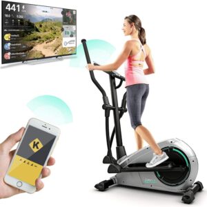 Bluefin Fitness CURV 2.0 Elliptical Cross Trainer | Home Gym | Exercise Step Machine | Air Walker | Compact | Kinomap | Live Video Streaming | Video Coaching & Training | Black & Grey Silver