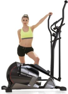 SNODE Magnetic Elliptical Trainer Exercise Machine Heavy Duty 3PC Crank for Stronger Intensity and Durability, Programmable Monitor for Home Fitness Cardio Training Workout