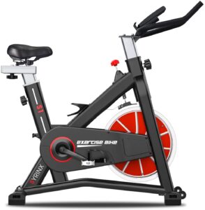 SYRINX Exercise Bike Indoor Cycling Bike Stationary Bikes for Home Gym Fitness Machine Belt Drive Excersize Bicycle Cardio Workout Heavy Flywheel Digital Monitor