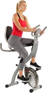 Sunny Health & Fitness Comfort XL Ultra Cushioned Seat Folding Exercise Bike with Device Holder, Gray - SF-B2721