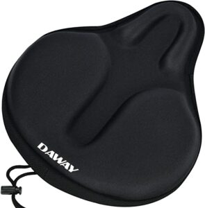 DAWAY Comfortable Exercise Bike Seat Cover - C6 Large Wide Foam & Gel Padded Bicycle Saddle Cushion for Women Men Everyone, Fits Spin, Stationary, Cruiser Bikes, Indoor Cycling, Soft