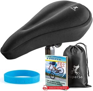 SuperSo Bike Gel Seat Cushion Cover - Premium Padded Bike Saddle - Comfortable Alternative Bicycle Cover for Passionate Cyclists