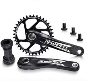 VUNDO Crankset Mountain Bike Crank Arm Set Single Speed 170mm Crankset with Bottom Bracket Kit for MTB BMX Road Bicycle Compatible with Shimano